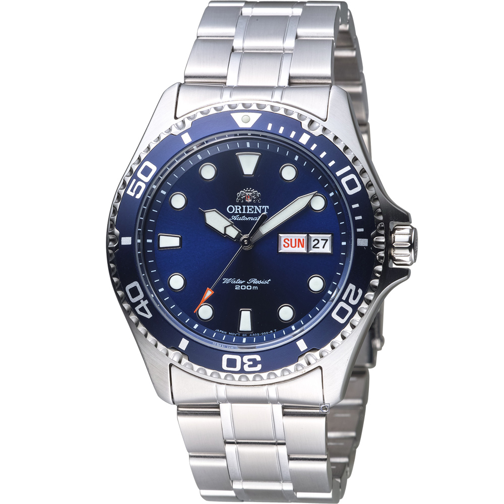 ORIENT 東方錶 WATER RESISTANT系列 藍水鬼潛水機械錶-41mm