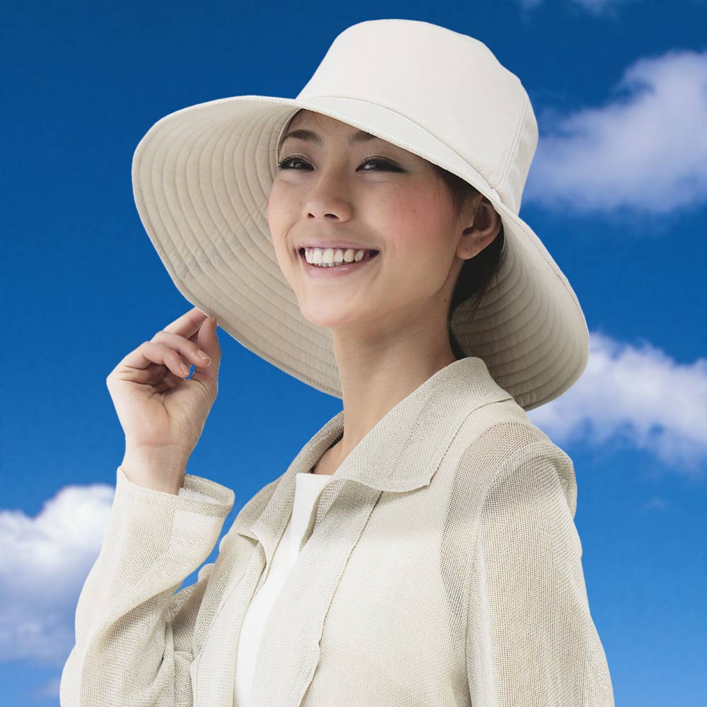【Sunlead】Cool Max 涼感寬緣透氣吸汗速乾抗UV防曬遮陽帽 (象牙白)