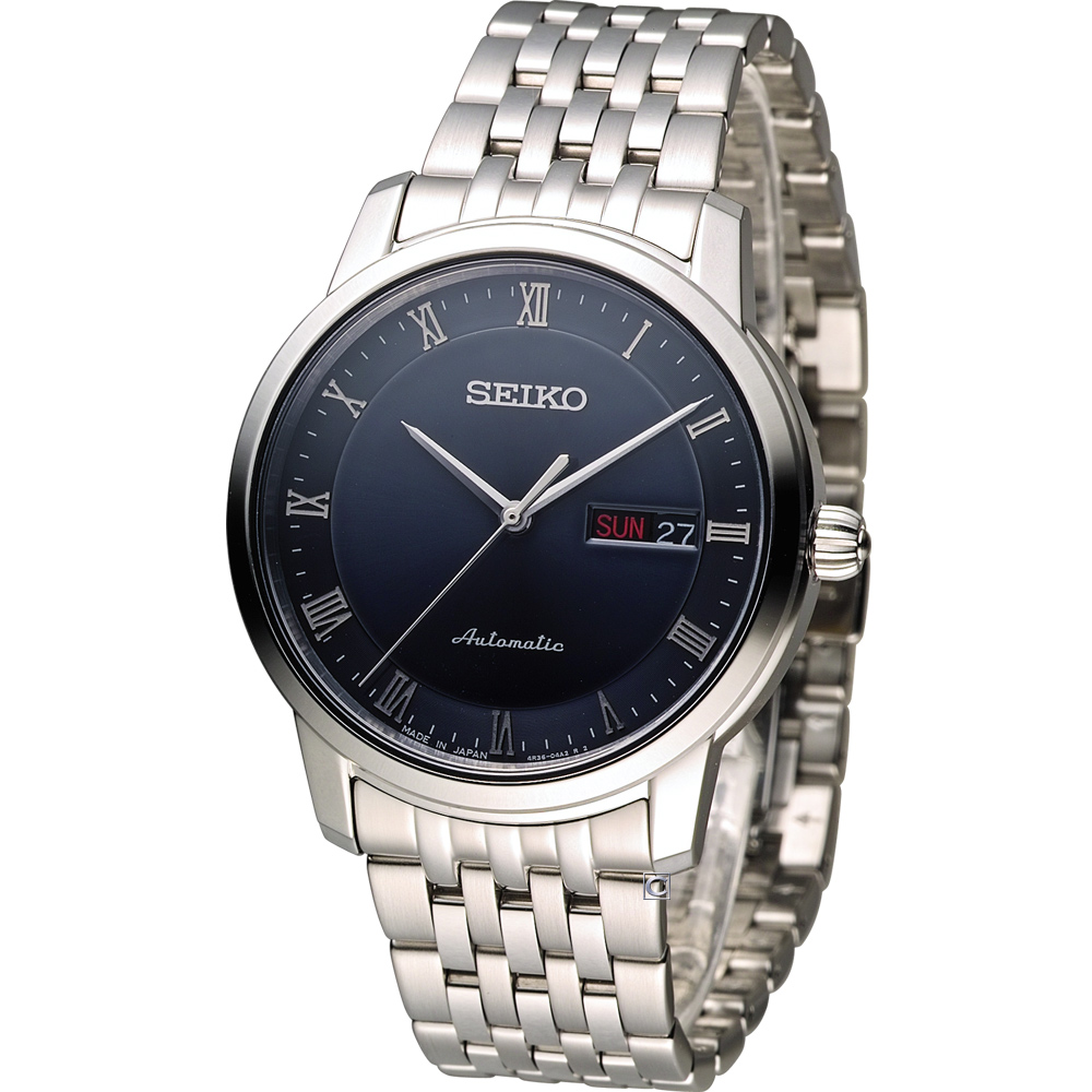 SEIKO Presage 尊爵羅馬經典機械紳士錶(SRP697J1)-藍/40mm