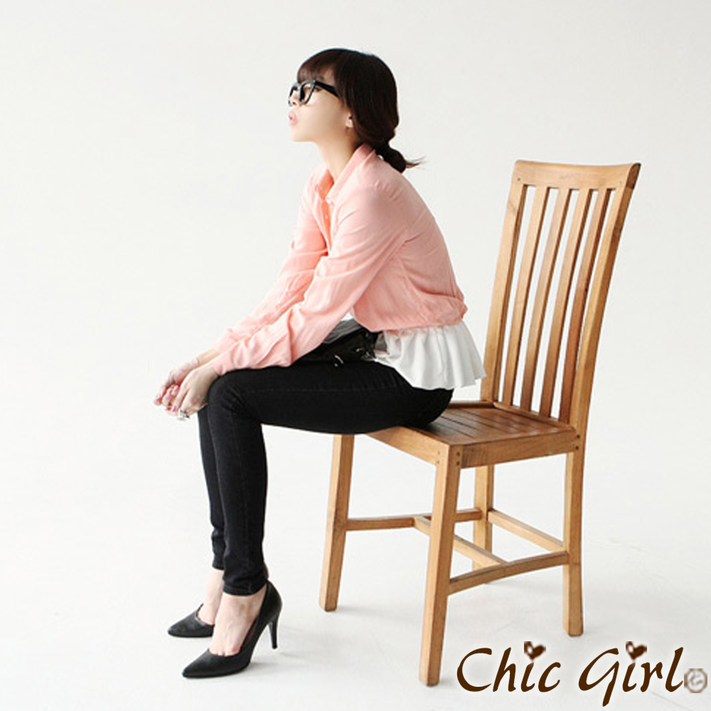 正韓 鬆緊腰圍顯瘦煙管褲 (共三色)-Chic Girl