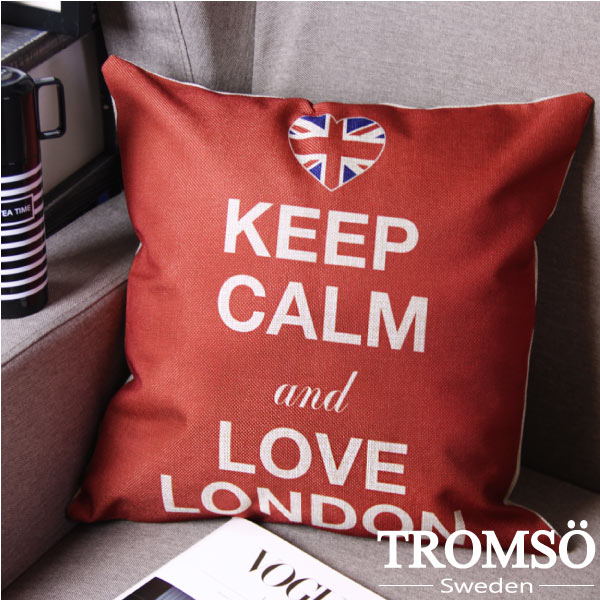 TROMSO-品味英倫棉麻抱枕/英倫標示