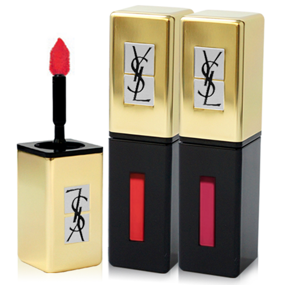 YSL 奢華緞面鏡光唇釉-水吻系列 6ml+專櫃體驗包x1(隨機出貨)