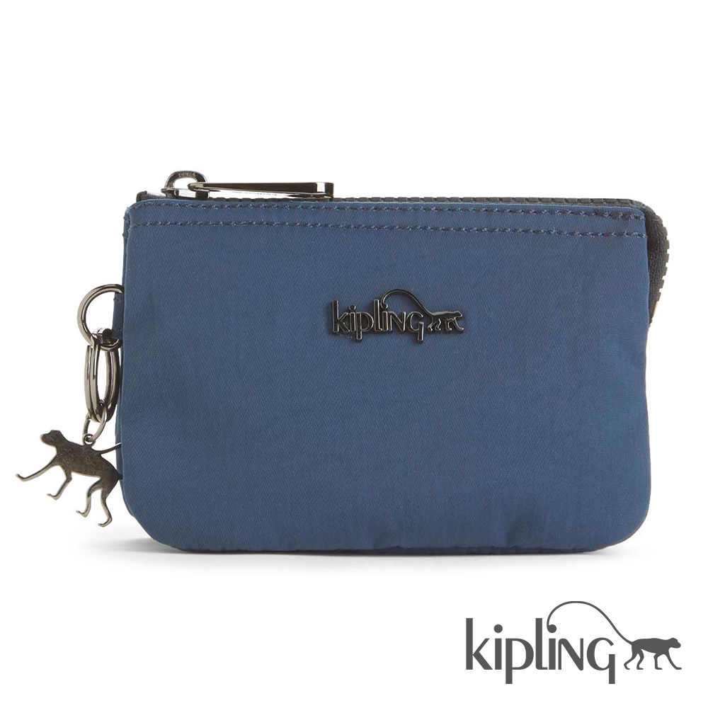 Kipling 零錢包 緞面藍素面-小