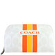 COACH 白色大C條紋PVC化妝包 product thumbnail 1