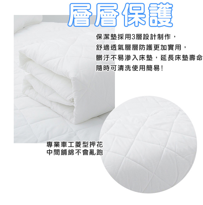 eyah宜雅 台灣製超防水加厚舖棉保潔墊-床包式-雙人加大3件組-含枕墊*2