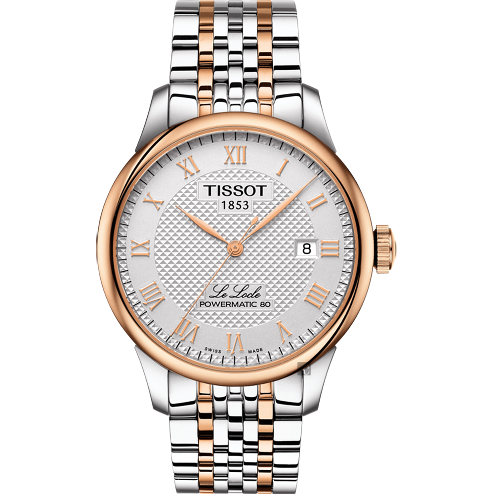 TISSOT 天梭 官方授權 Le Locle 80小時動力儲存機械錶-銀x雙色/39mm T0064072203300