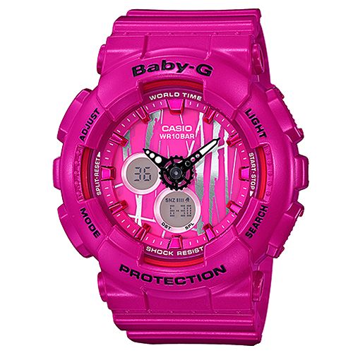 BABY-G 街頭塗鴉城市搖滾風格休閒錶(BA-120SP-4A)桃紅色43.4mm