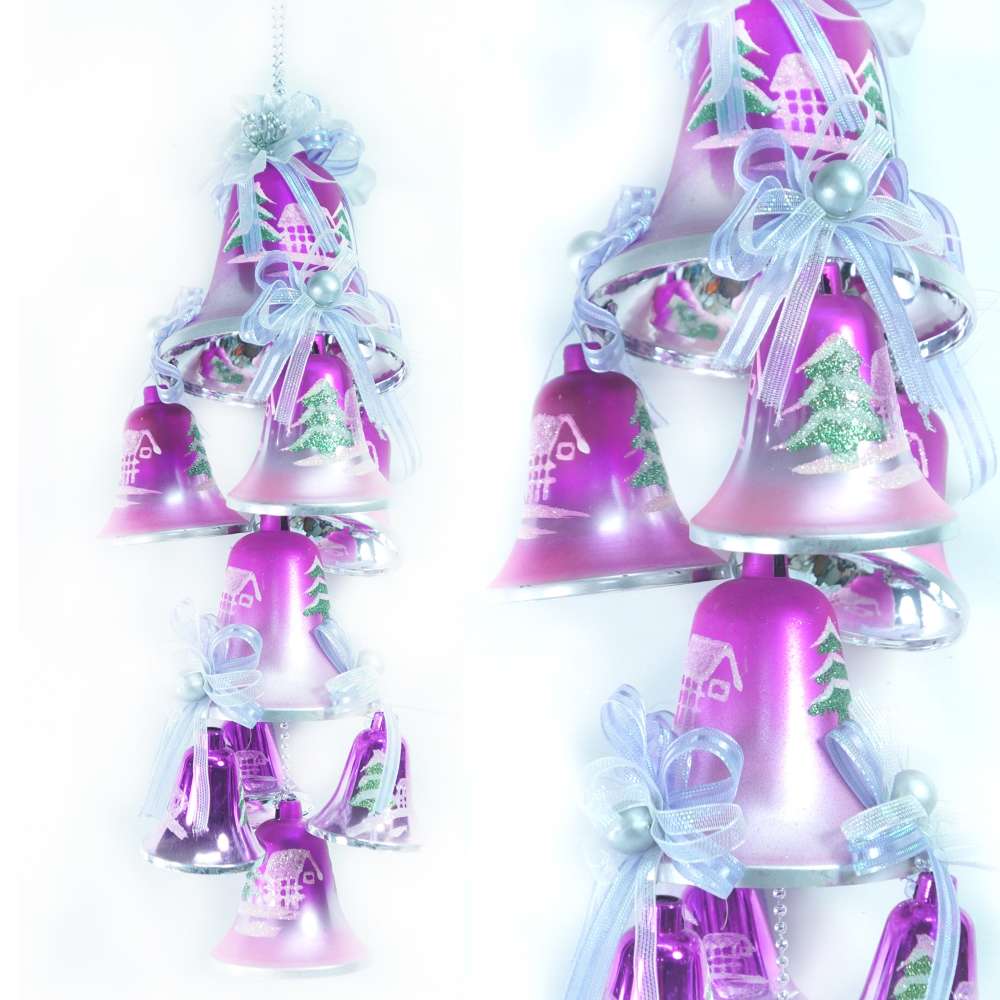 聖誕浪漫彩繪鐘串(銀紫色系)