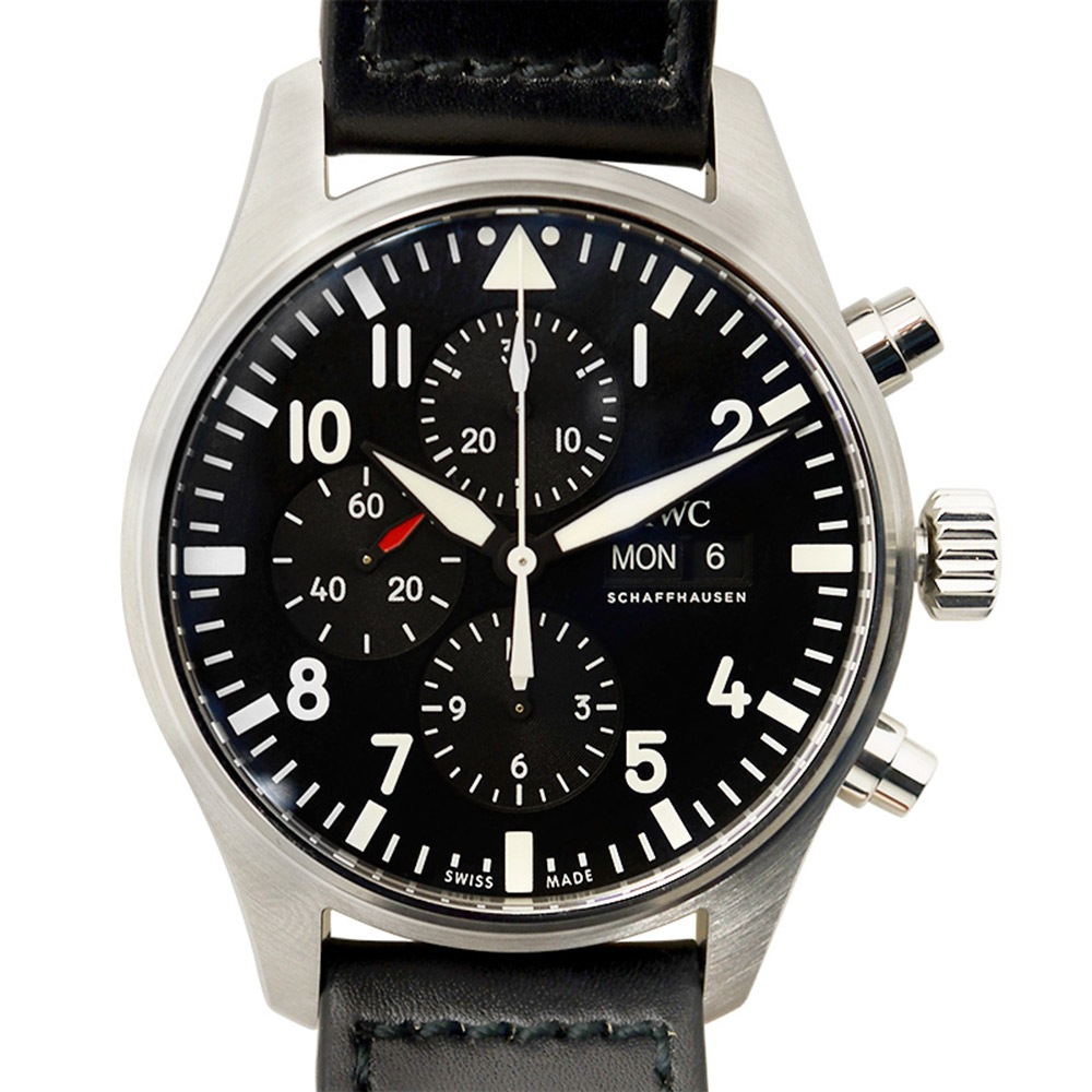 IWC 萬國錶 飛行員計時機械錶(IW377709) -黑/43mm