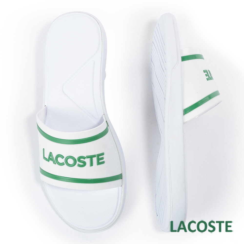 LACOSTE 女用拖鞋-白/綠