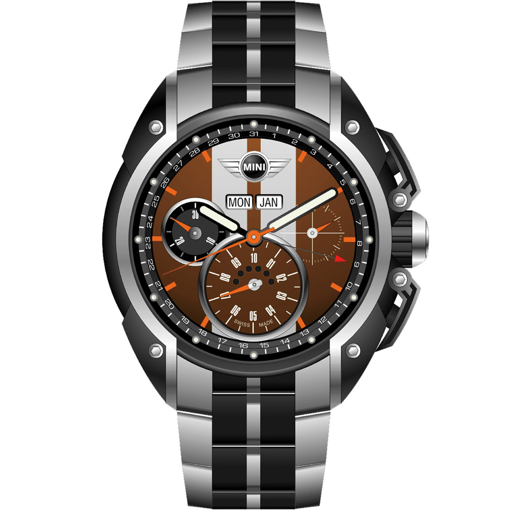 MINI Swiss Watches  極速運動計時腕錶-咖啡鋼帶款/45mm