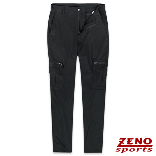 ZENO 吸濕速乾彈性戶外機能長褲‧黑色M-3XL