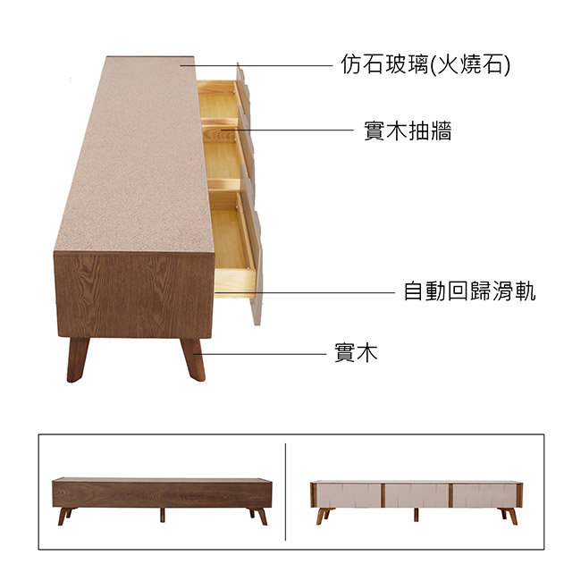 日安家居 Ambrose安布魯極品七尺仿石玻璃電視櫃