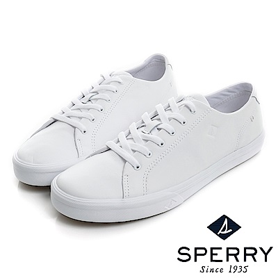 SPERRY Striper全新進化吸震減壓皮革6孔休閒鞋(情侶款)-白