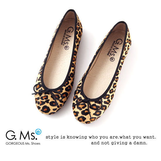 G.Ms. MIT系列-全真皮蝴蝶結馬毛芭蕾舞鞋-毛豹紋