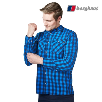 【Berghaus貝豪斯】男款銀離子抗菌除臭抗UV長袖襯衫S05M47潛水藍