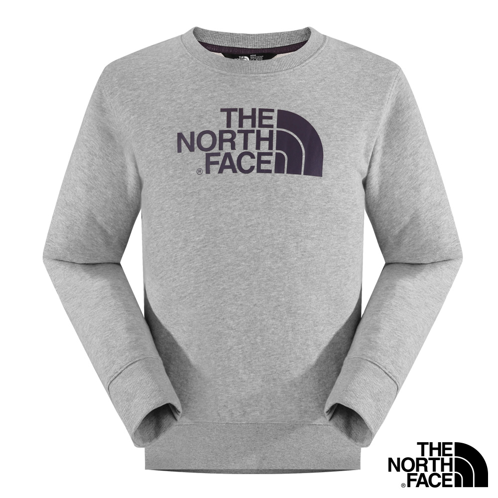 The North Face LOGO 長袖圓領上衣 灰白男