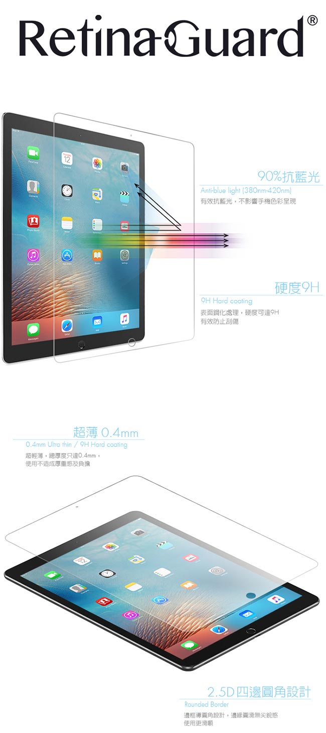 RetinaGuard 視網盾 iPad Pro 12.9吋 眼睛防護 防藍光鋼化玻璃保護貼