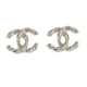 CHANEL 香奈兒 經典雙C LOGO雕刻鑲鑽耳環.銀 product thumbnail 1