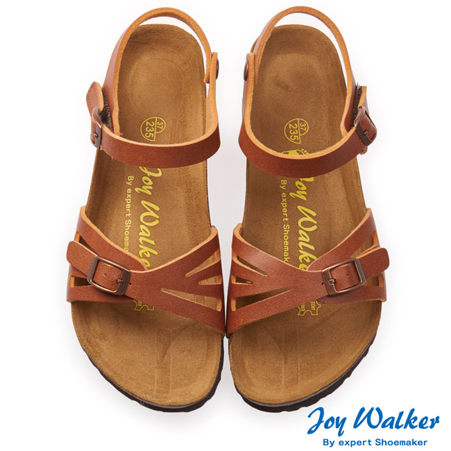 Joy Walker 繽紛色彩一片式平底涼鞋*駝色