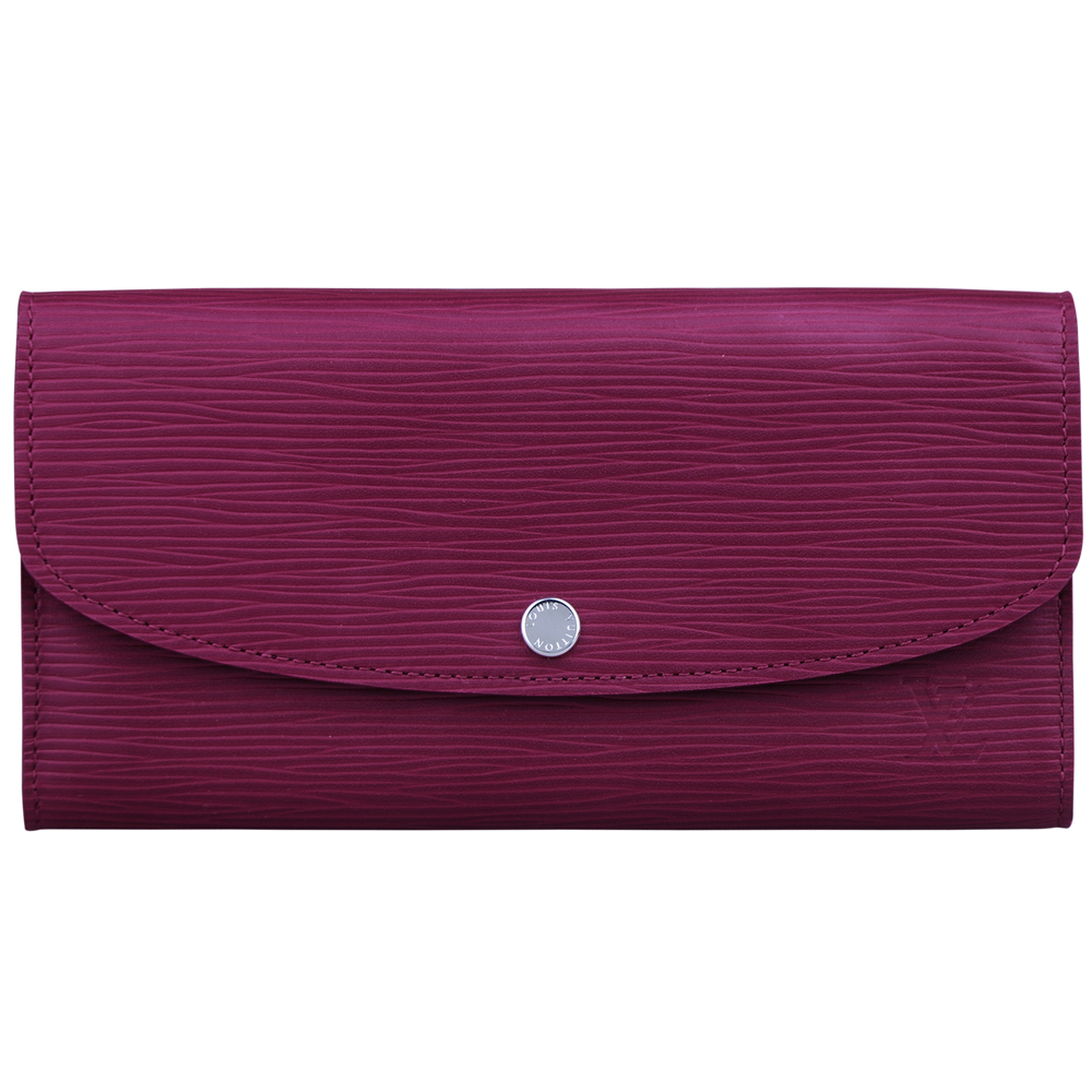 LV M60714 經典EPI水波紋皮革SARAH釦式長夾(紫紅)