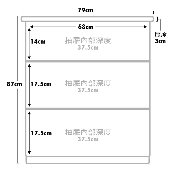 Homelike 黛絲三斗櫃-胡桃木紋