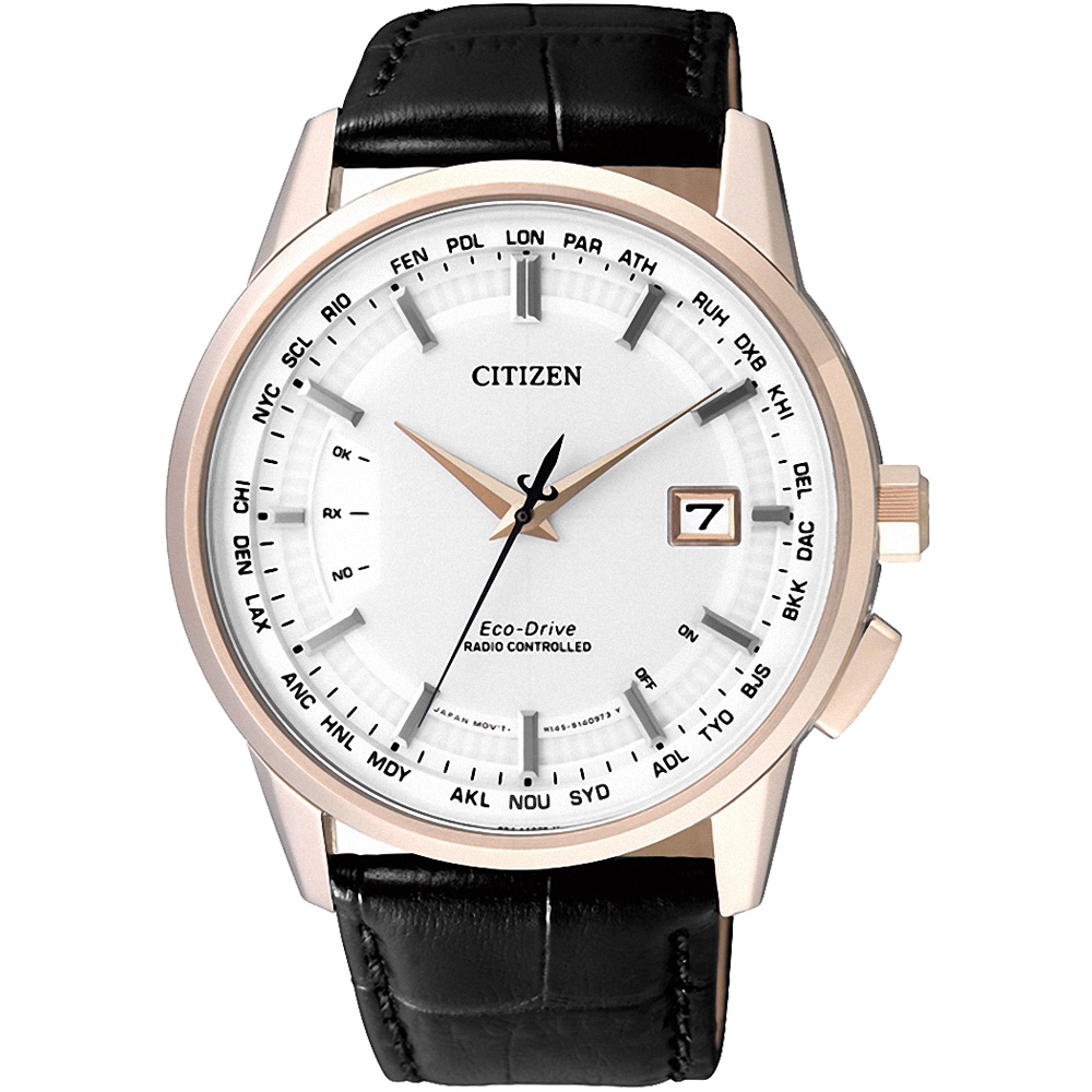 CITIZEN 光動能 雅爵時尚5局電波錶(CB0153-13A)-白/44mm