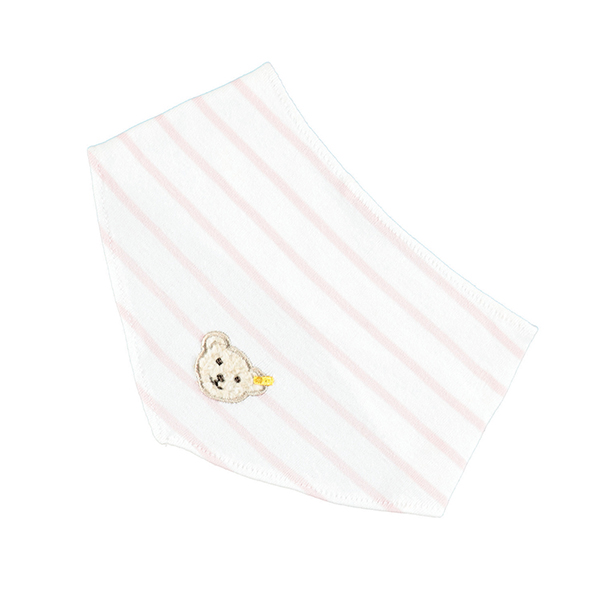 STEIFF德國金耳釦泰迪熊 - 粉紅色 條紋 領巾 (嬰幼兒衛浴系列)