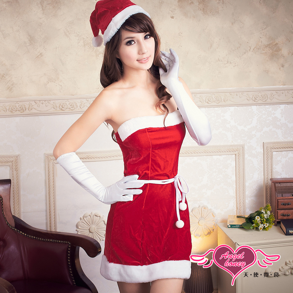 天使霓裳 歡樂聖誕派對 經典俏皮洋裝聖誕服(紅F)