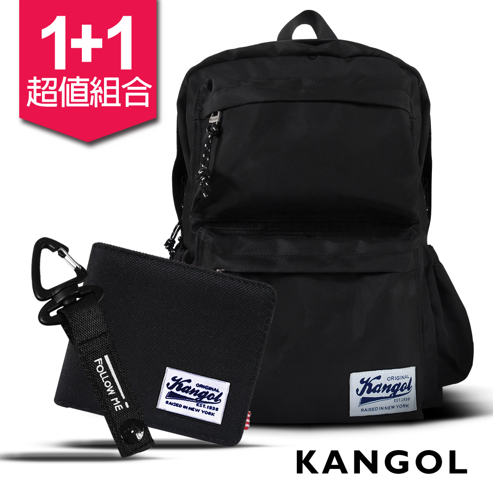 KANGOL 韓式潮流1+1超值組 機能後背包+短皮夾(KG1111A+KG1162)