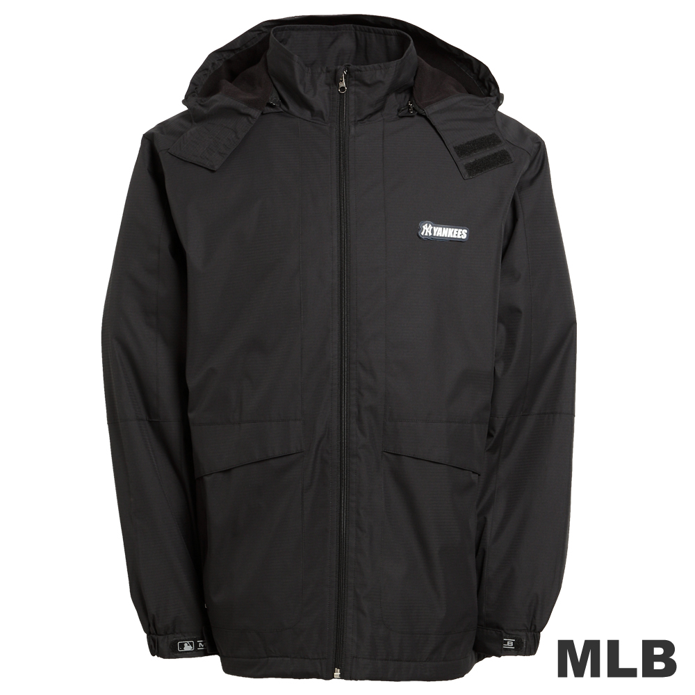 MLB-紐約洋基隊立領可拆帽風衣外套-黑(男)