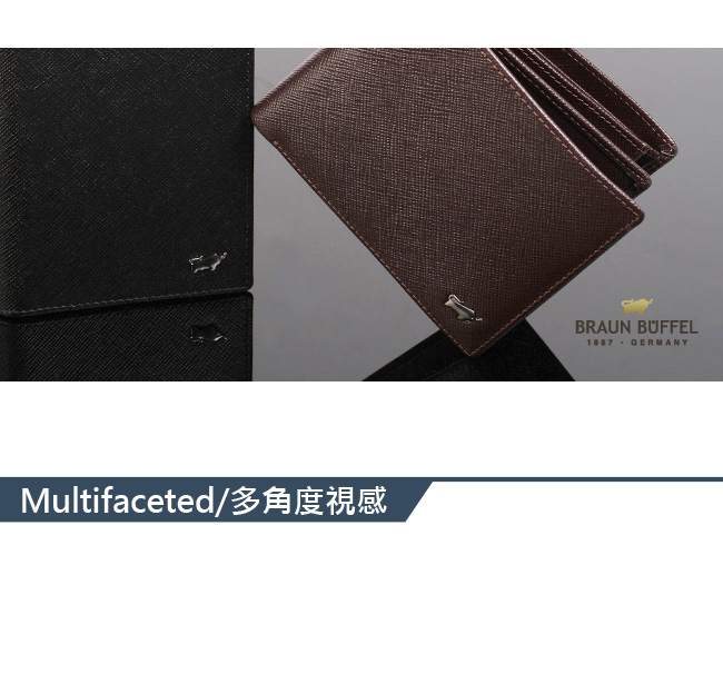 BRAUN BUFFEL - RUFINO-C洛非諾系列12卡中間翻透明窗皮夾 - 蔚藍