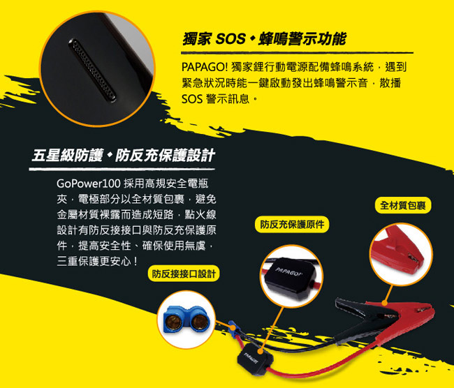 PAPAGO! GoPower100 多功能汽車緊急啟動救援行動電源