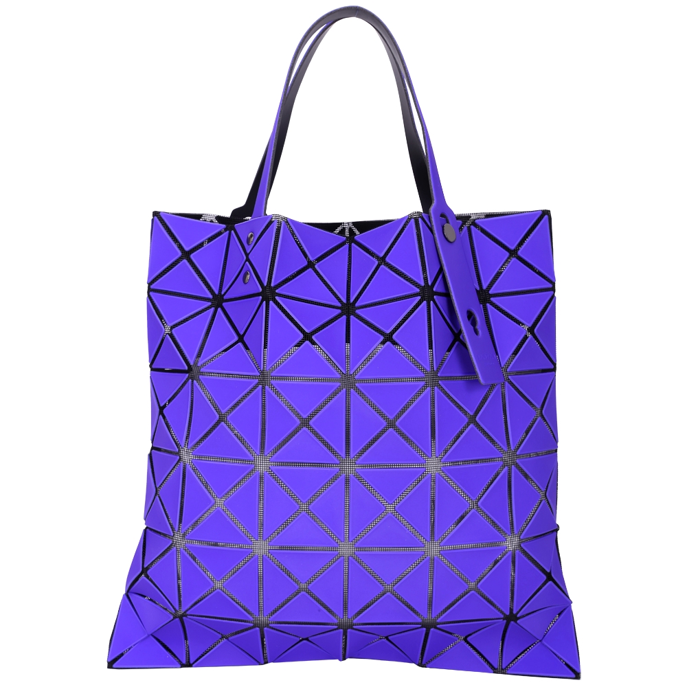 三宅一生BAOBAO ISSEY MIYAKE LUCENT 6x6 藍色泰絲霧面托特包