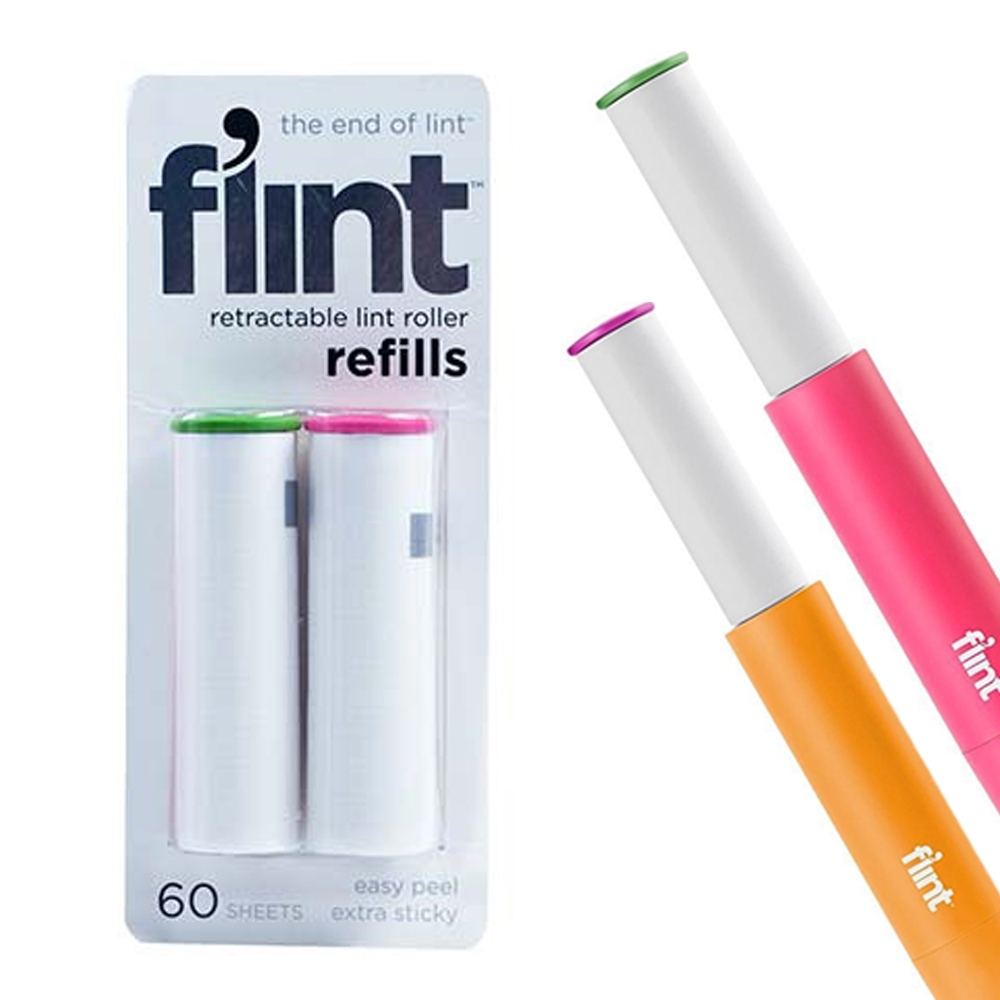 美國 Flint《lint Roller 毛絮滾輪-補充紙捲1組2入》X2組-隨機出貨