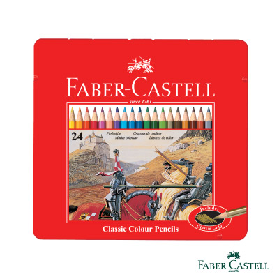 Faber-Castell紅色系油性彩色鉛筆-24色鐵盒裝