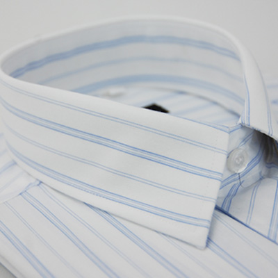 金安德森 白底寬紋藍白條紋長袖襯衫