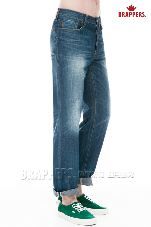 BRAPPERS 男款 男中腰系列-直筒褲-藍