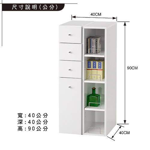 米妮Mini 小細縫/抽屜收納櫃組-白色