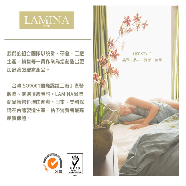 LAMINA高科技膜防蹣防水記憶枕-1入(藍)