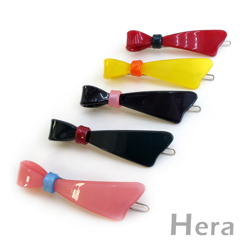 【Hera】糖果玩色 可愛不對稱蝴蝶結造型髮扣/髮夾(五色－女王紅)