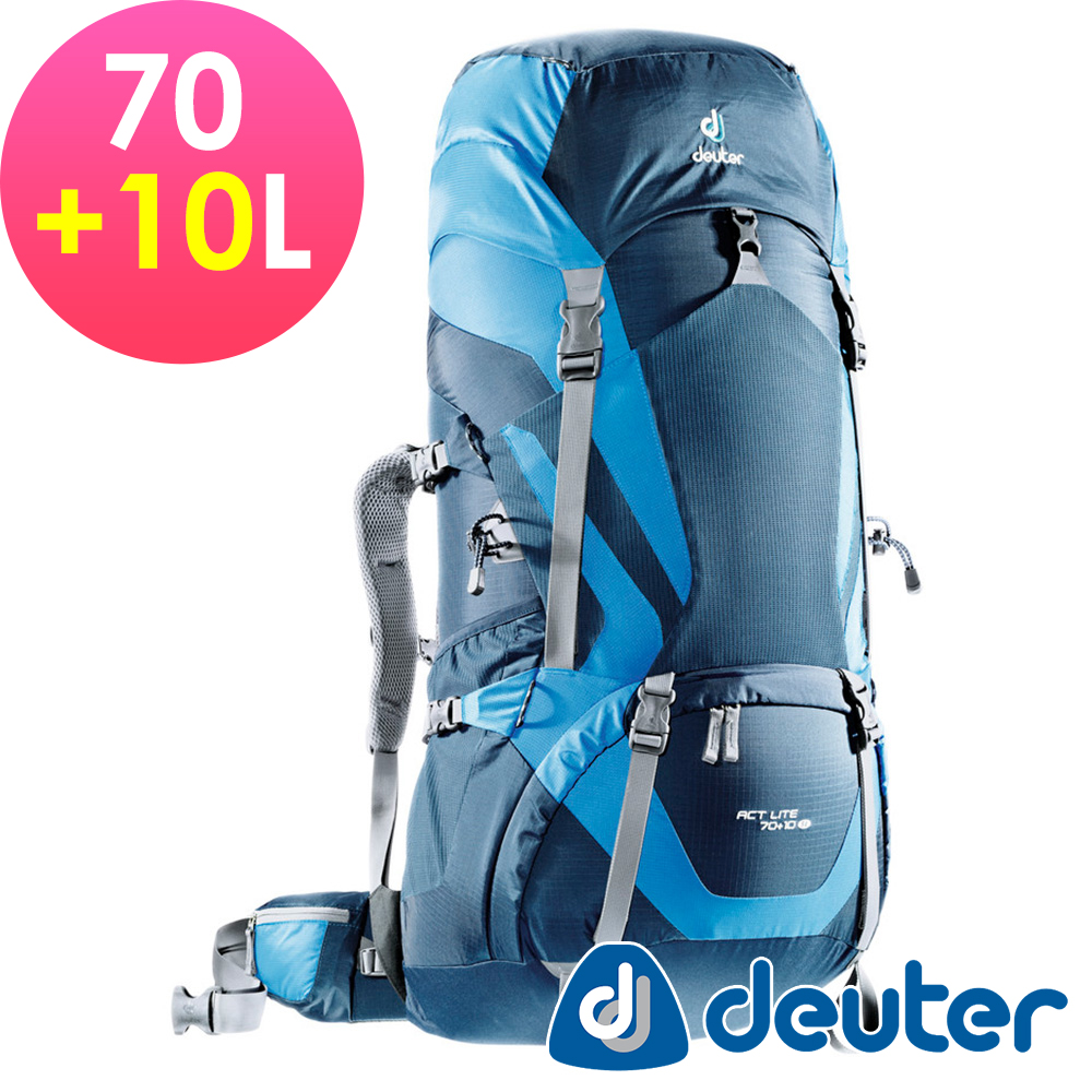 【deuter德國】 ACTLite拔熱透氣登山背包70+10L(4340215深藍)