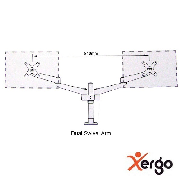 Xergo 雙延伸臂雙螢幕夾桌支撐架－EM43116