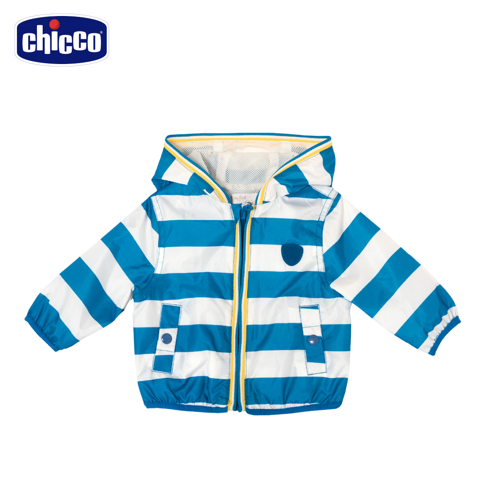 chicco-藍白條紋連帽防風外套(1-2歲)