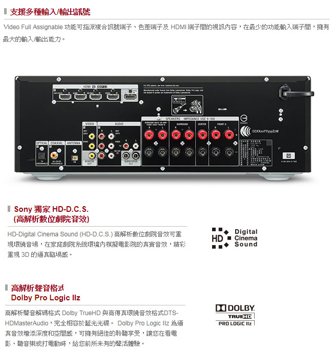 SONY 7.2ch環繞擴大機 STR-DH770