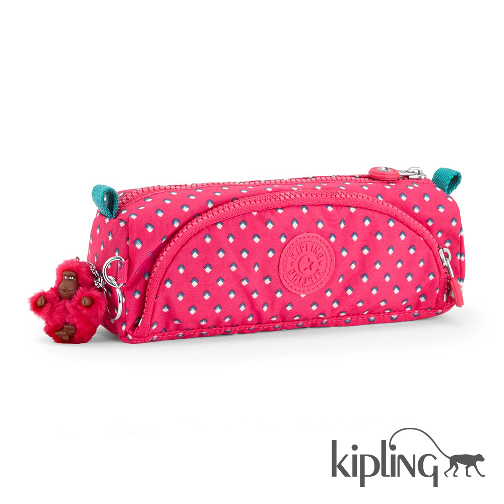 Kipling 筆袋 粉紅幾何圓點