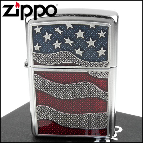 ZIPPO 美系~Diamond Plate Flag-花板美國國旗貼飾打火機