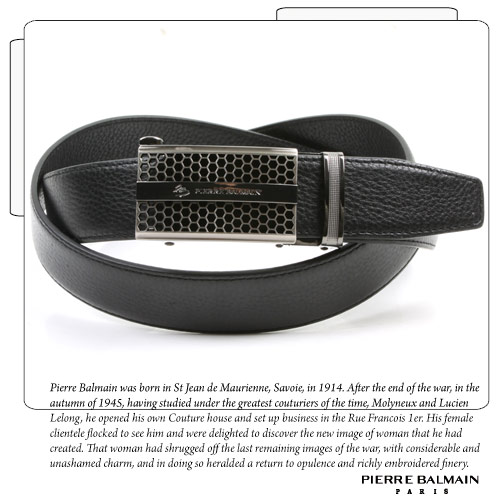 PB 皮爾帕門-都會設計蜂巢六角格款-頭層牛皮自動扣皮帶-855