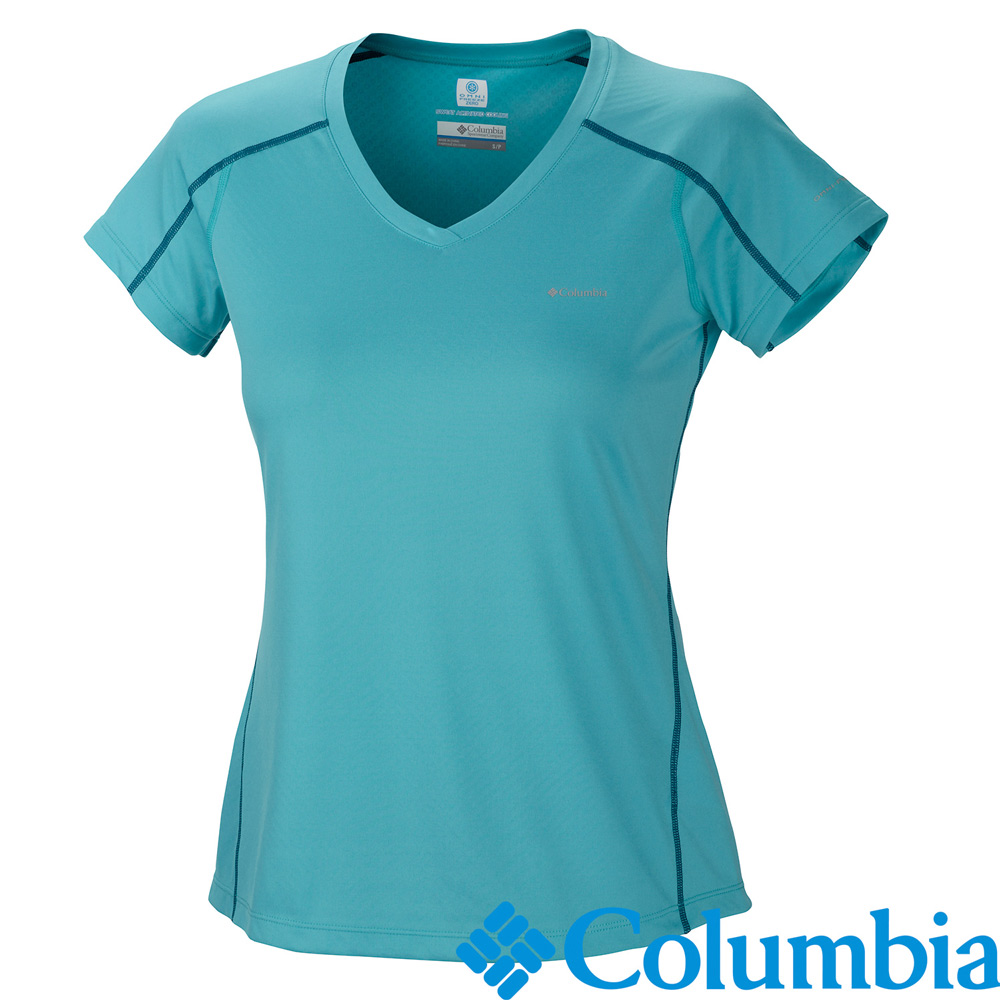 Columbia-短袖酷涼防曬30快排上衣-女-青藍色-UAL69140EB