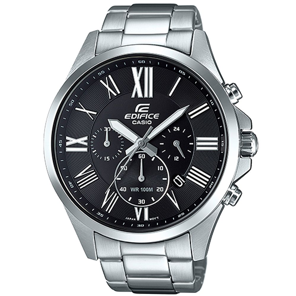 EDIFICE 經典羅馬時刻大錶面時尚腕錶(EFV-500D-1A)黑/48mm